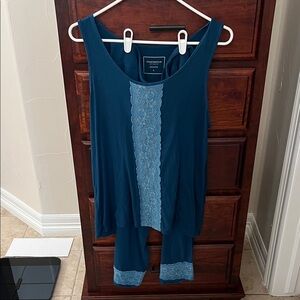 Charter Club Teal Lace-Trim Sleep Tank & Capri Set